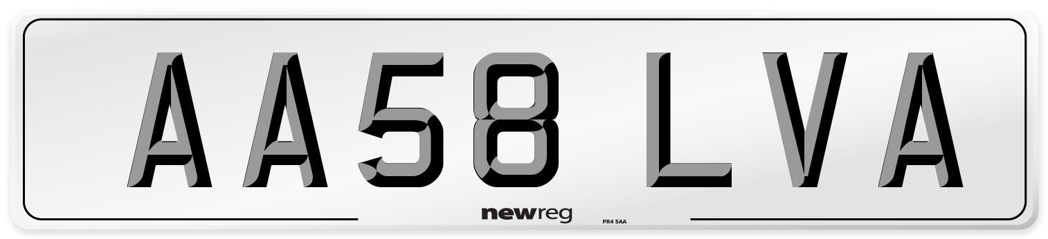 AA58 LVA Number Plate from New Reg
